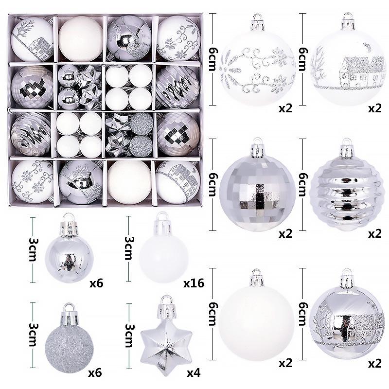 44Pcs 3/6CM Merry Christmas Decoration Ball Christmas Tree Topper Pendant for Home Decor New Year 2026 Navidad Gifts Supplies