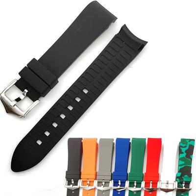 Gumowy pasek do zegarków 18mm 19mm 20mm 21mm 22mm 24mm bransoletka dla omega seiko rolex tissot tudor pasek do zegarka zakrzywiony koniec paska do zegarka