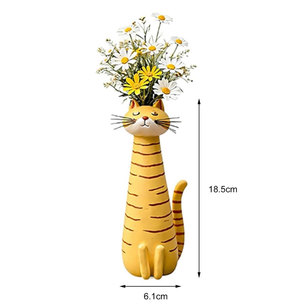 Cute Cat Shaped Flower Vase Modern Decorative Cat Vase Creative Ornament Aesthetic Table Decor for Flowers/Accessories