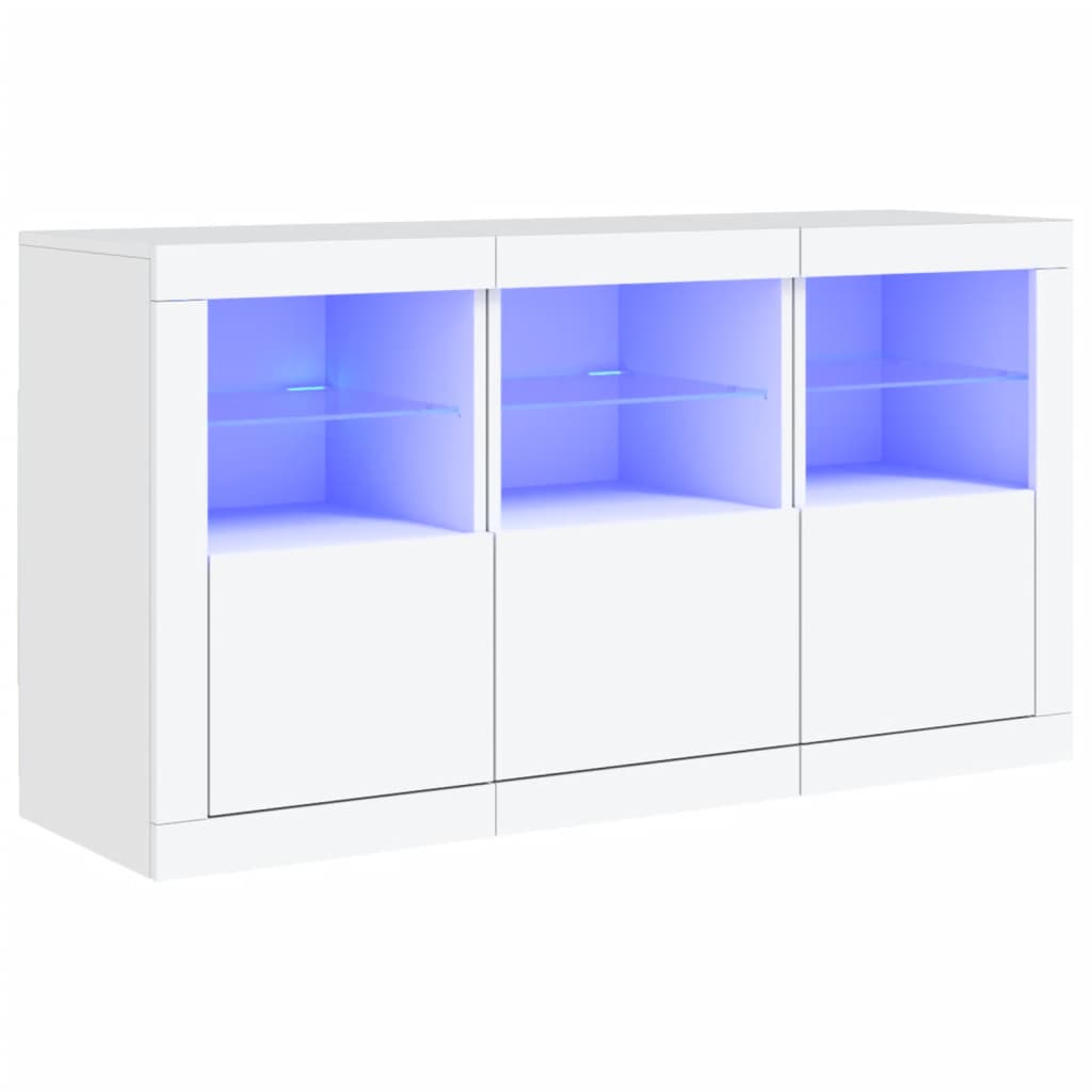 White Sideboard with LED Lights 123 X 37 X 67 Cm