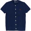 Polo Ss25 Gesticktes Logo Einreihiges Kurzarm Strickoberteil Damen Oberteile Blau 211965760-002
