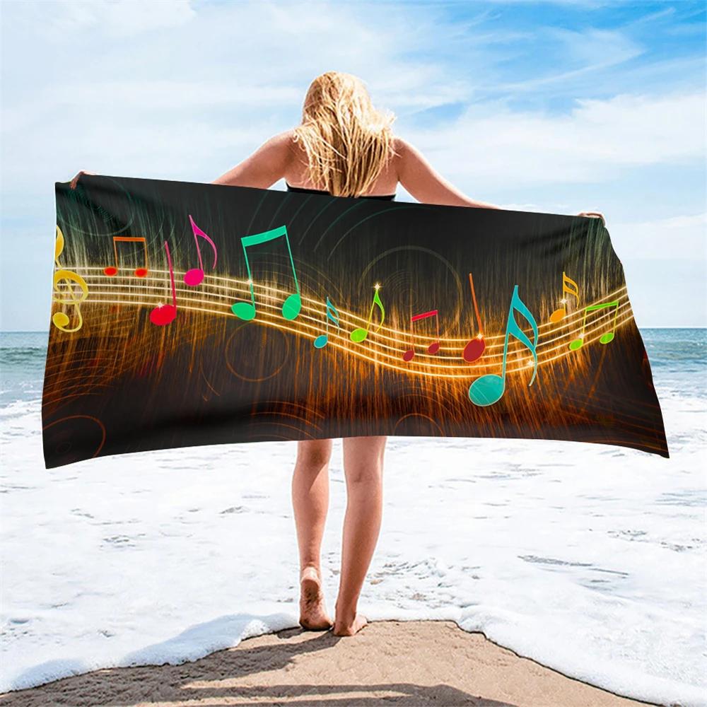 Melodic Piano Bath Towel - Musical Notes Design, Soft Absorbent, Perfect for Music Lovers, Adds Harmony To Your Beach Days