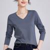 White Women's Long-sleeved Bottoming Shirt Spring and Autumn New Shirt with T-shirt Mercerized Cotton Stunning Top