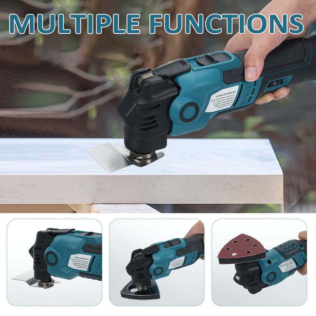 20V akumulátorový oscilační nástroj 6 nastavitelných otáček 19000 ot./min. bezkartáčový motor oscilační multifunkční nástroj