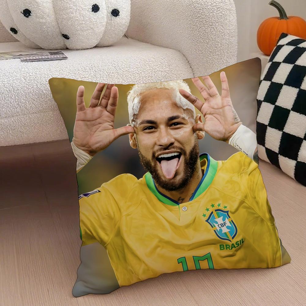 Brazilian Handsome Athlete NNeymar Jr Cushion Cover Throw Pillow Cover Hidden Button Durable Polyester Chair Cushion
