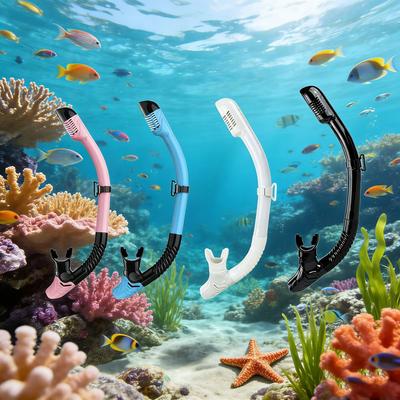 Silicone Diving Breathing Tube Top Dry Valve Full Dry Underwater Equipment Easy Breath Quick Release Clip Swim Training Snorkel
