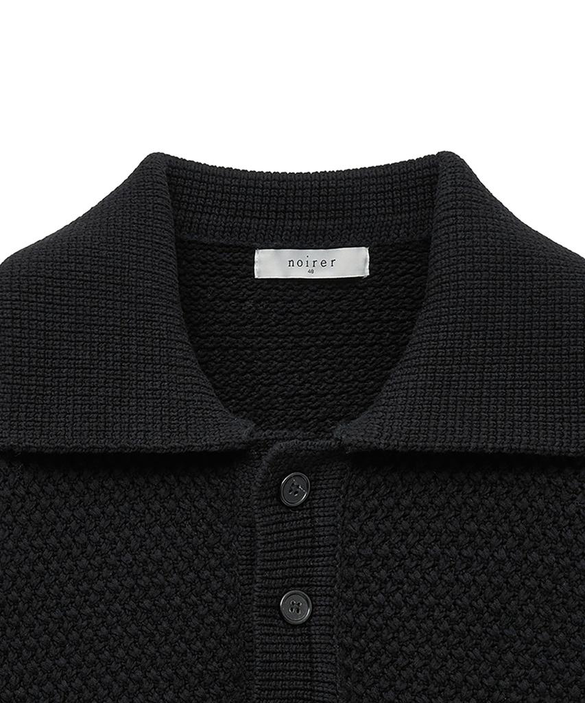 NOIRER Oversized Heavy Polo Half Knit (Black)