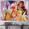 GirlWWinx Catoon Clubs Hanging Bohemian Tapestry Indian Buddha Wall Decoration Witchcraft Bohemian Hippie Cheap Hippie Wall Ha