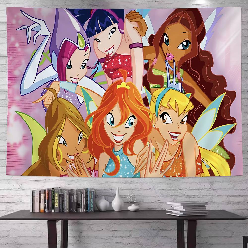 GirlWWinx Catoon Clubs Hanging Bohemian Tapestry Indian Buddha Wall Decoration Witchcraft Bohemian Hippie Cheap Hippie Wall Ha