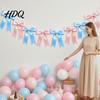 Satin Bow Garland 6.7FT Garland Pre-Strung Ribbon Hanging Bunting Banner Decorations Gender Reveal Party Decor for Birthday Baby Shower Bridal