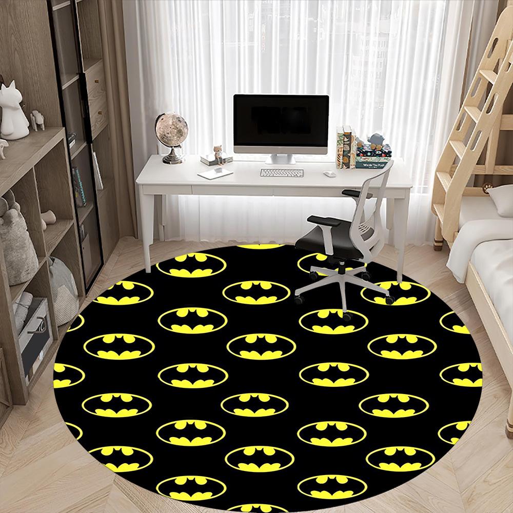 1pc Batman Symbols Office Round Area Rug, Under Office Chairs Bedroom Living Room Home Decor, Room Deco, Available in Various Sizes