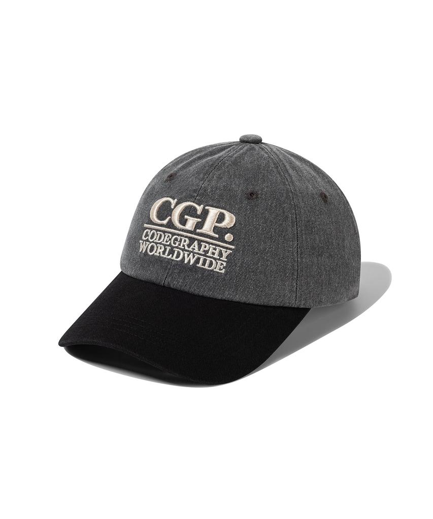 CGP Square Logo Washed Color Block Ball Cap_Charcoal