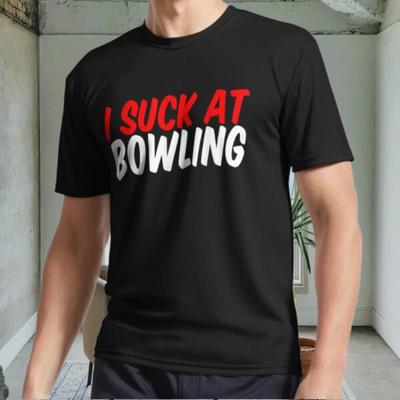 New I Suck At Bowling Active Logo Men's Black T Shirt Funny Size S To 5XL