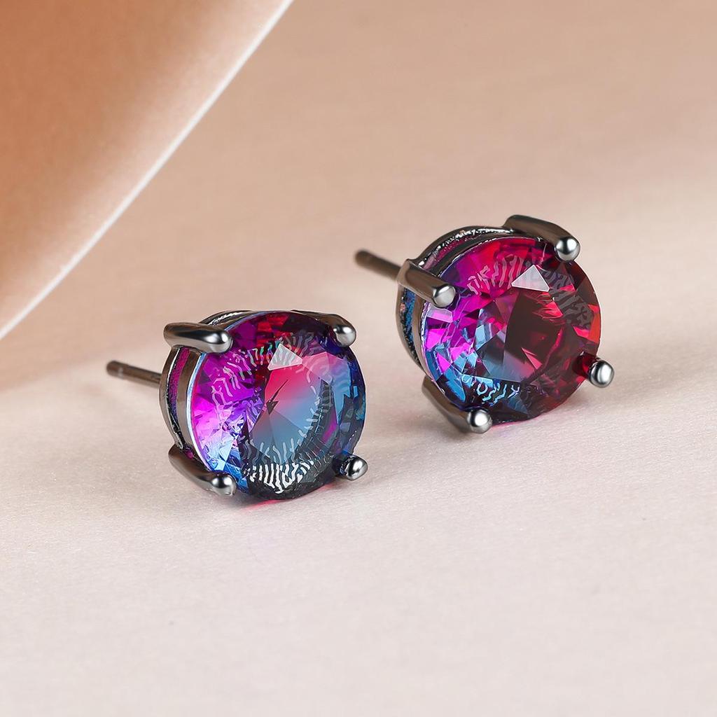 Białe Okrągłe Kolczyki Sztyfty z Diamentami z Czterema Ząbkami dla Kobiet - 8MM Cyrkonia, Modna i Wszechstronna Biżuteria.