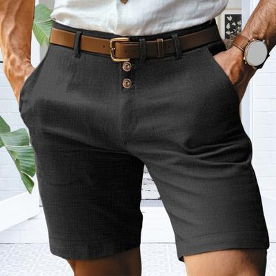 Herren Shorts Mittelhoch Bund Knöpfe Reißverschluss Einfarbig Shorts mit Taschen
