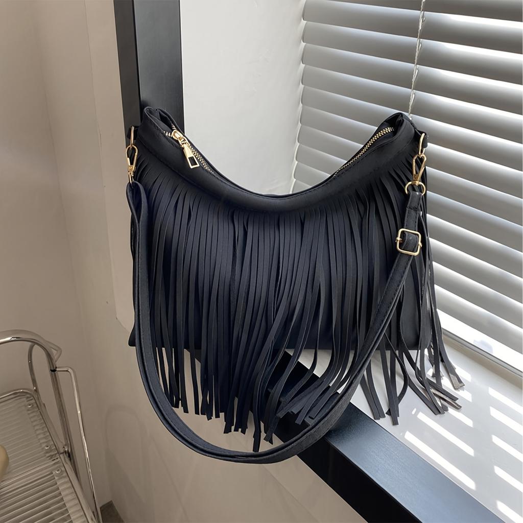 Boho Tassel Crossbody Bag For Women Stylish Retro Shoulder Purse With Fringe Details Versatile Design Perfect For Casual Outings Or Commuting