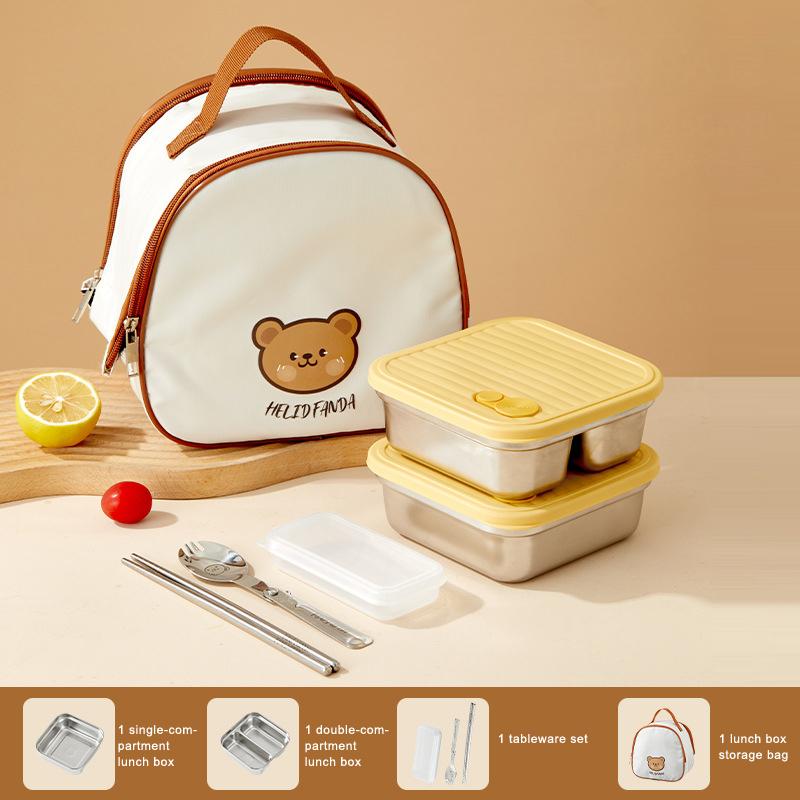 304 Stainless Steel Square Lunch Box With Lid Portable Fruit Salad Food Container Stackable Leak Proof Bento Box