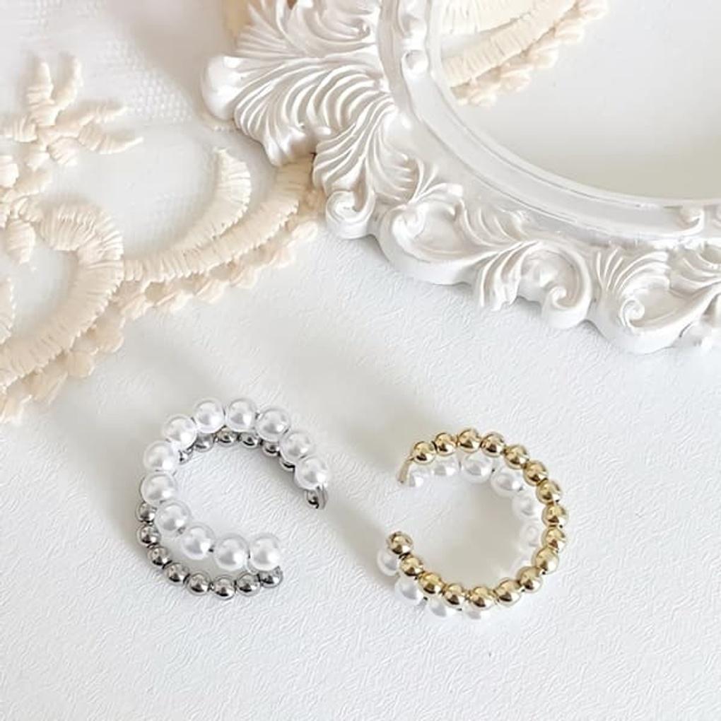 Women's Move Pearl Twist Double Line Ear Cuff