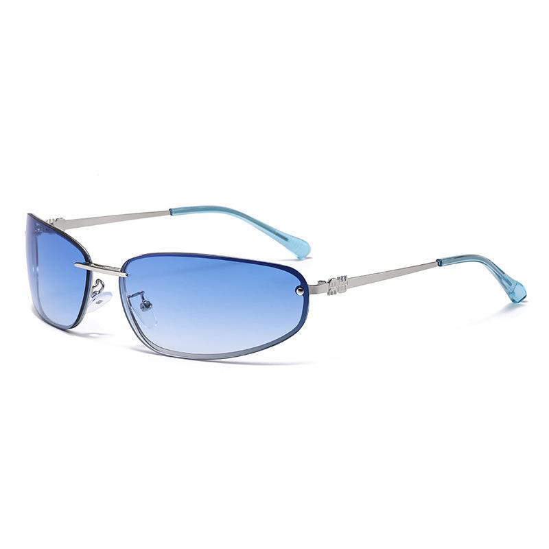 Oval rimless high-end retro sunglasses