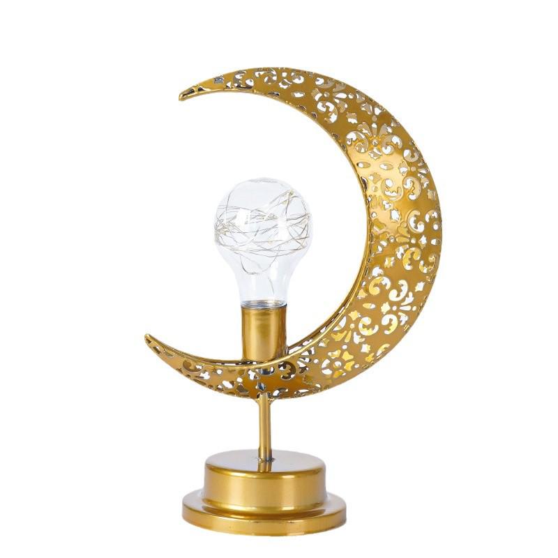 Cross LED Wrought Iron Moon & Star Round Ball Lamp - Festival Room Decoration & Candlestick Ornament
