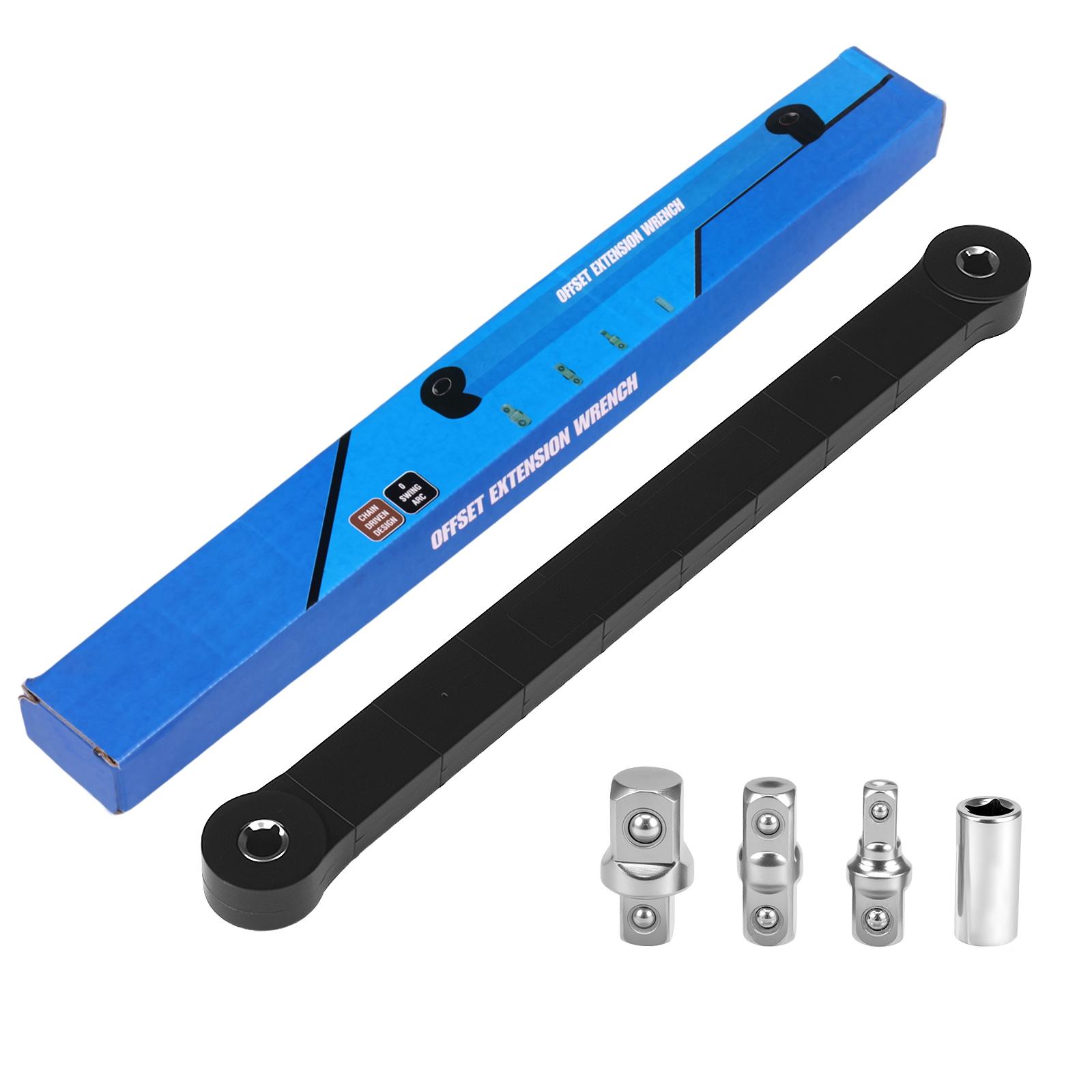 

Offset Extension Wrench Set Extension Wrench Carbon Steel Offset Wrenches Set with 1/4 3/8 1/2 Square Drive Adapter for Cars чорний