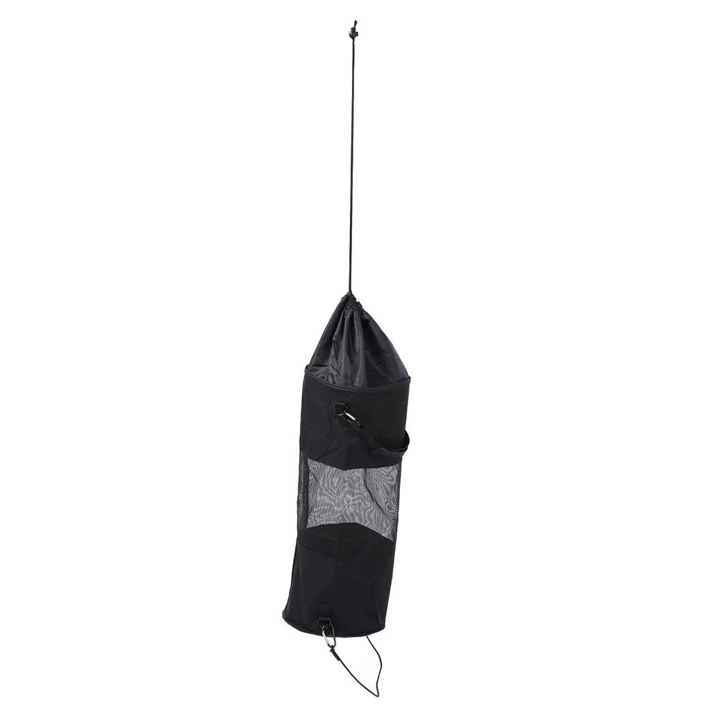 Boat Trash Can Oxford Cloth Black Foldable Large Opening Kayak Garbage Bag for Camping Fishing