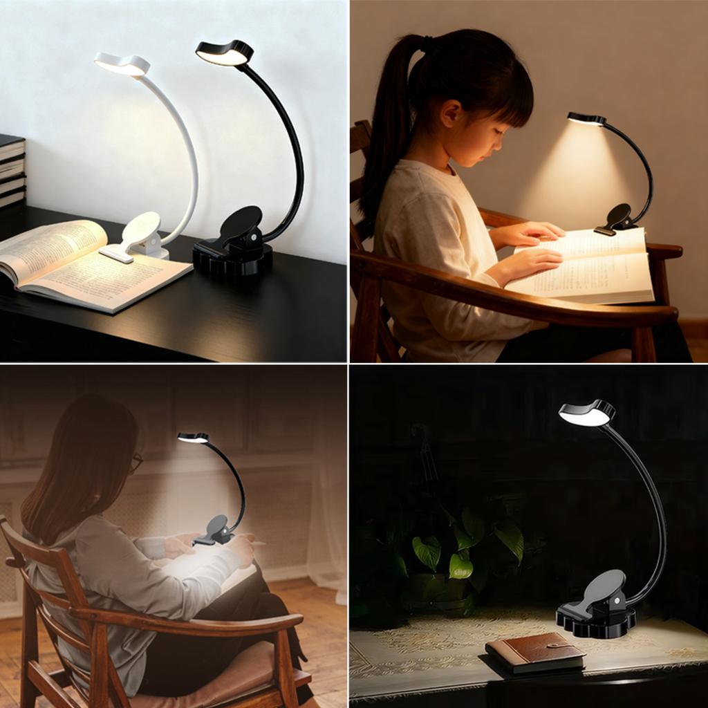 Flexible Clip on Book Lamp Touch Control Reading Light Eye Caring USB Rechargeable Books Led Lights for Night Reading Table Lamp
