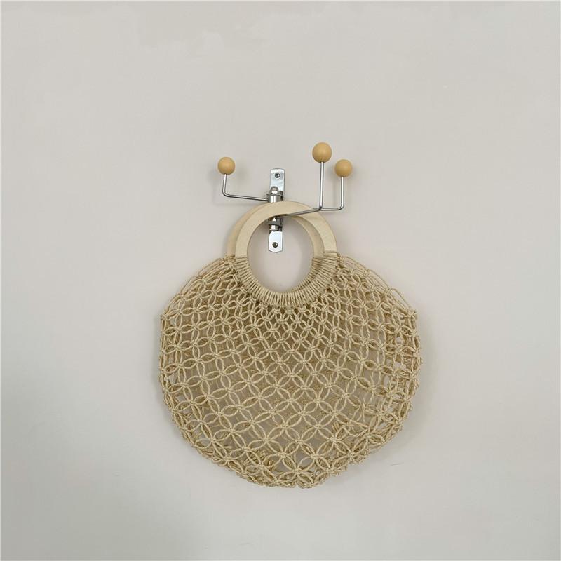 

Ins Korean Kids Woven Tote Bag Stylish Large Capacity Hollow Design For Summer Outings белый