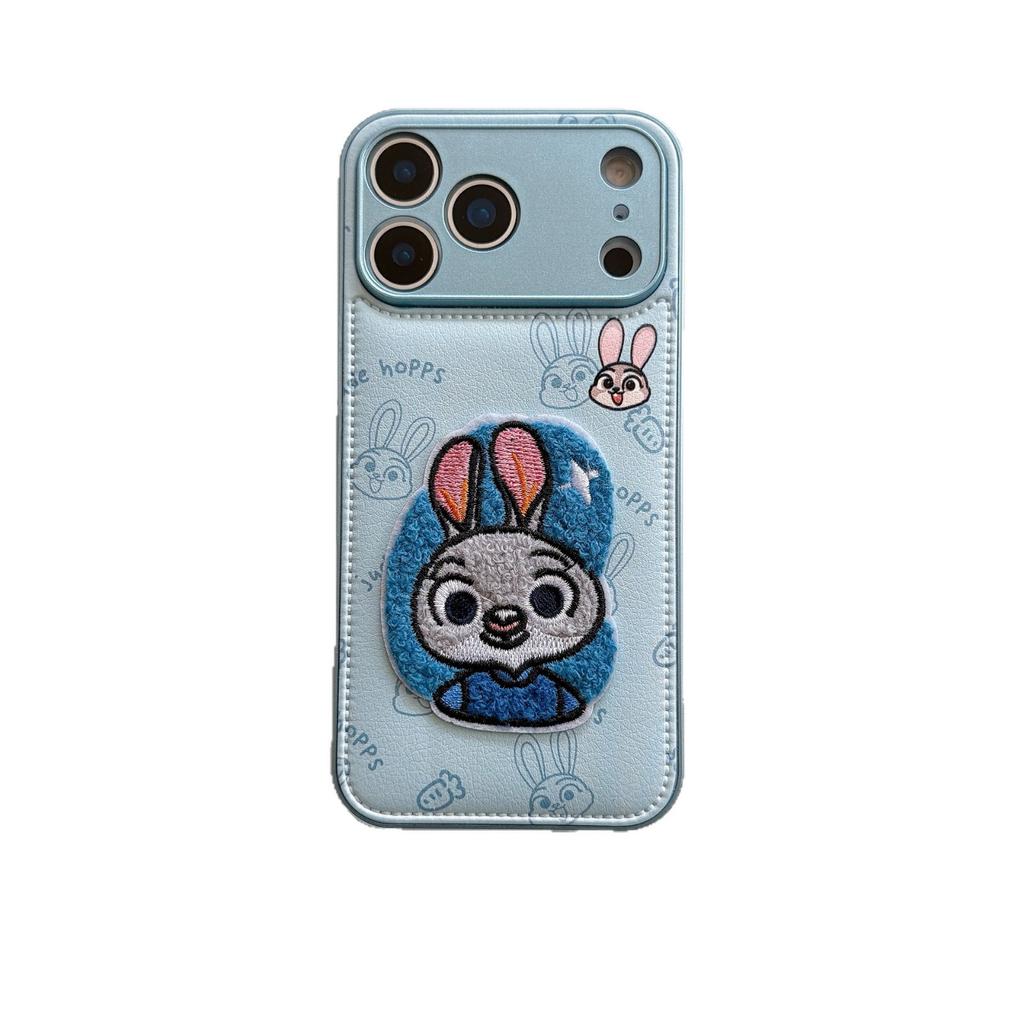 Cartoon Embroidery Rabbit Suitable for Apple 17/16Pro Max Mobile Phone Case iPhone15 Nick Fox 14 Case
