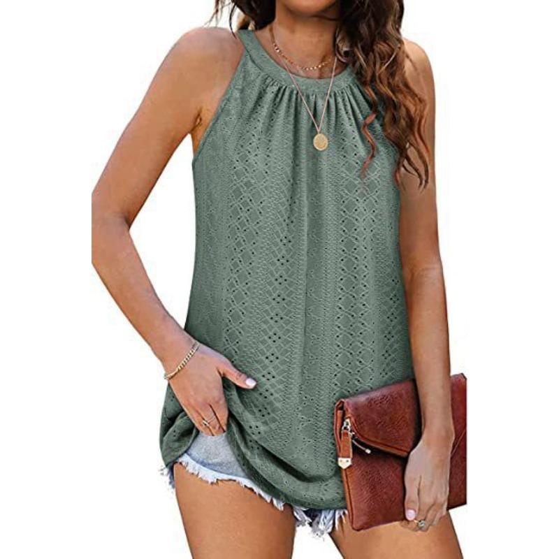 Damen-T-Shirt-Kleid mit Schlitzen, offenem Rundhalsausschnitt, ärmellose Weste