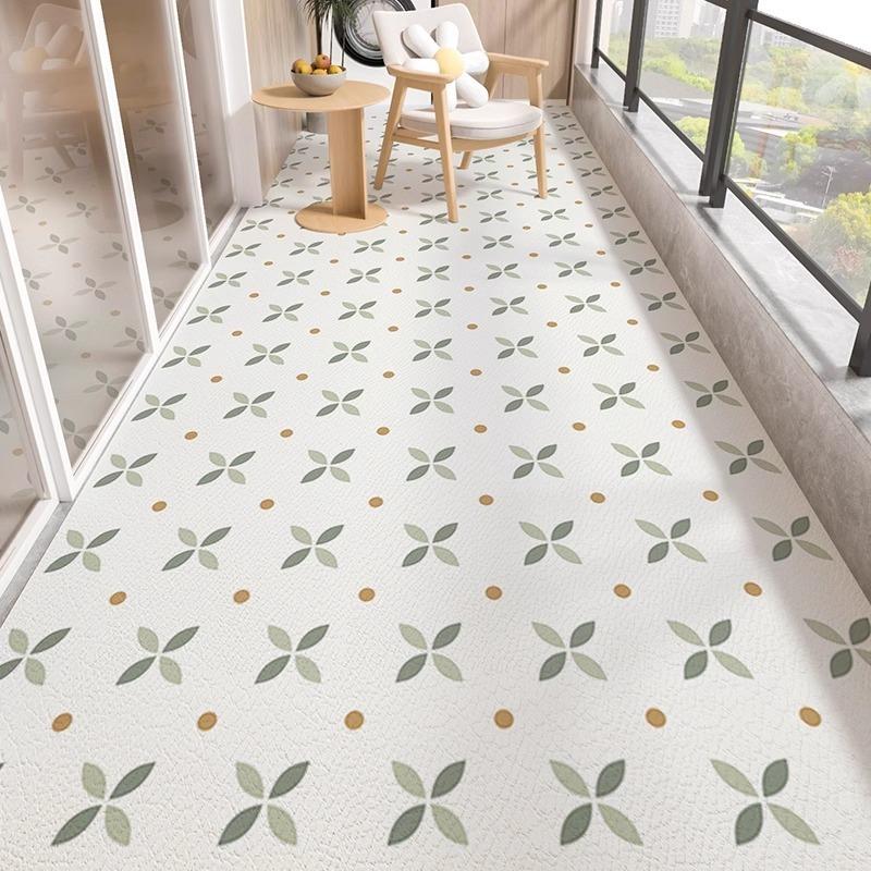 Carpet for Balcony Waterproof Floor Mat Large Pvc Leather Kitchen Non-slip Foot Mats Black White Carpets Home Decoration Rug
