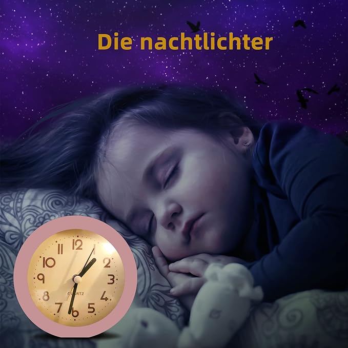 

Touch paint for students and children using early education clock bedroom bedside sweep second silent boy and girl with light чёрный