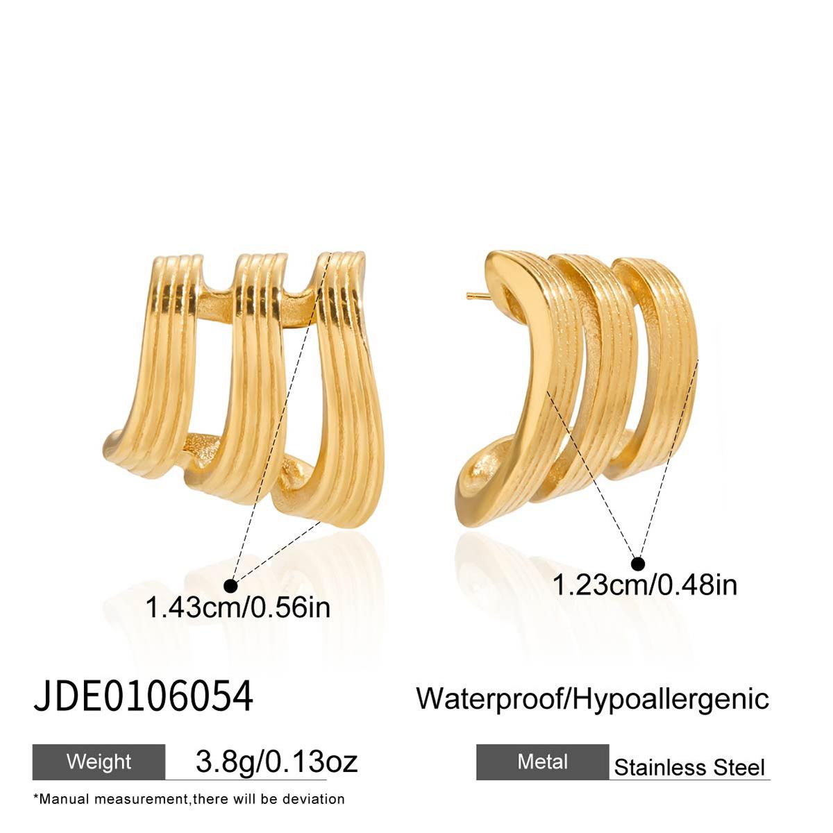 

Чувство дизайна Классический стиль 18-каратное золото, серьги с резьбой в три слоя Универсальные серьги