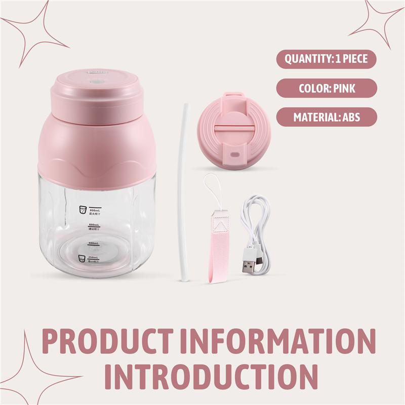 A25F-Juicer Cup Cordless Portable For Making Milkshakes And Smoothies, Large Capacity With Straw Ton And Ice Functionality