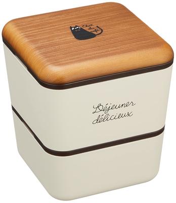 Chat Du Square Nest Lunch Wood Grain X Lower Upper 4627173 Café Off-white Two-tiered Tier/240, Tier/360ml