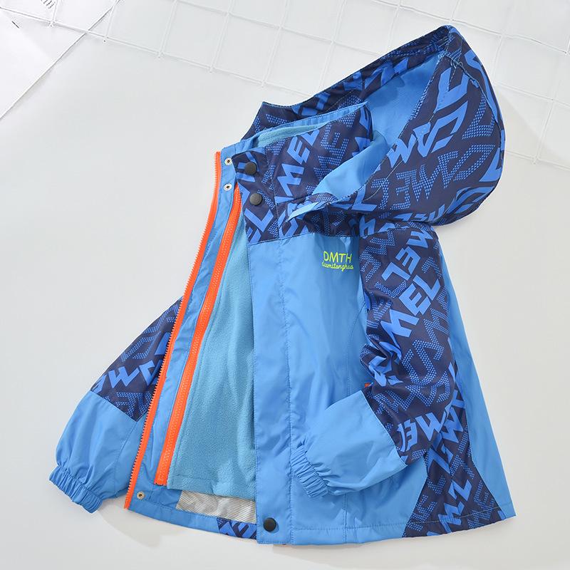 Boys' 3-in-1 Detachable Jacket: Spring, Autumn & Winter Velvet-Enhanced Trendy Outerwear for Kids