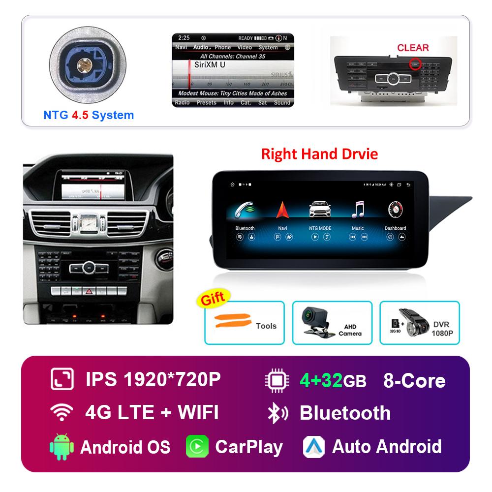 10.25 Inch Right Hand Drvie for Mercedes Benz E Class W212 2009 - 2015 NTG 4.0 4.5 System Android Car Radio Multimedia Player