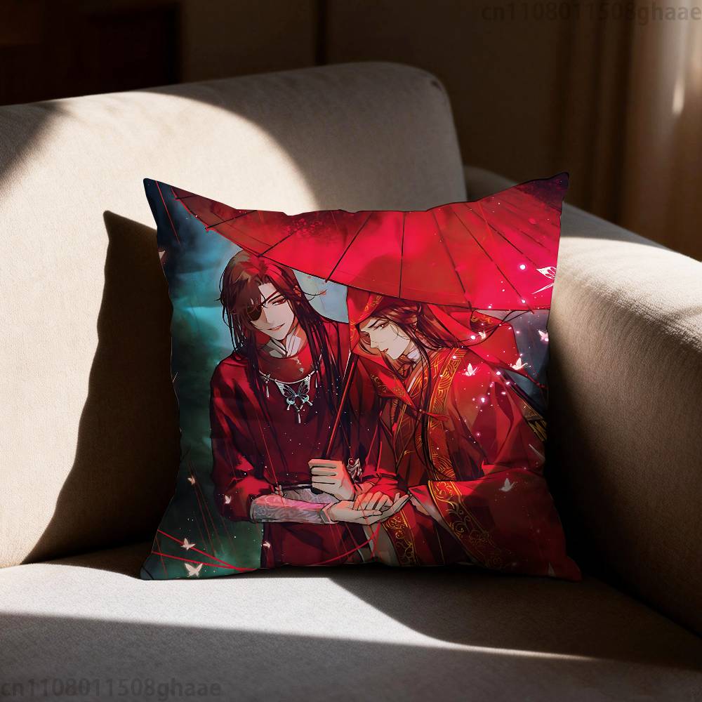 Heaven Officials Blessing  Pillow Case Square DoubleSided Printing Short Plush Sofa Cushion Cover Bedroom Bedside Pillow