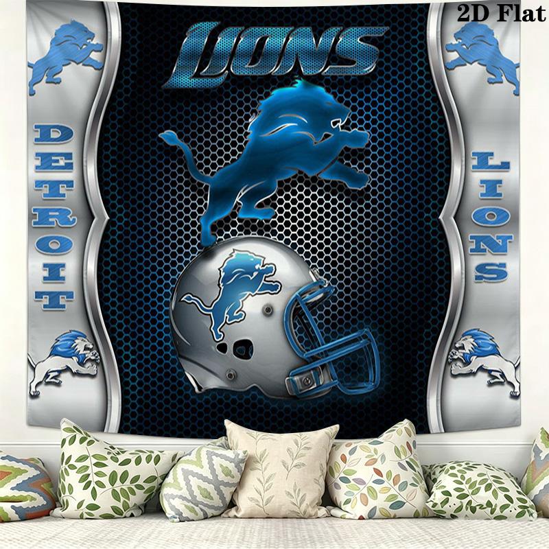 Detroit Lions Wall Tapestry Aesthetic Wall Hanging Printed Fabric Blanket Decorative Tapestries for Bedroom Living Room Home Decor