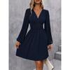 Spring Summer Women's Dress Solid Color Chest Wrapping V-Neck Lantern Sleeve Dress Women's Clothing