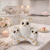 Lucky Owl Family Handicraft Figurine with Metallic Finish Highlights, Decorative Tabletop Accent - Pack of 1