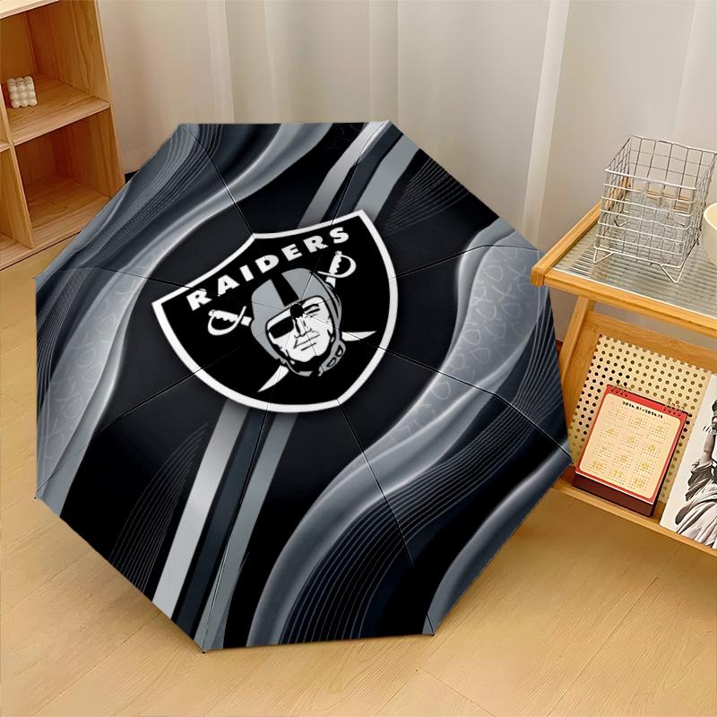 Las Vegas Raiders Print Auto 8?Ribs Folding Umbrella Wind Resistant Lightweight Automatic Umbrella For Daily Travel