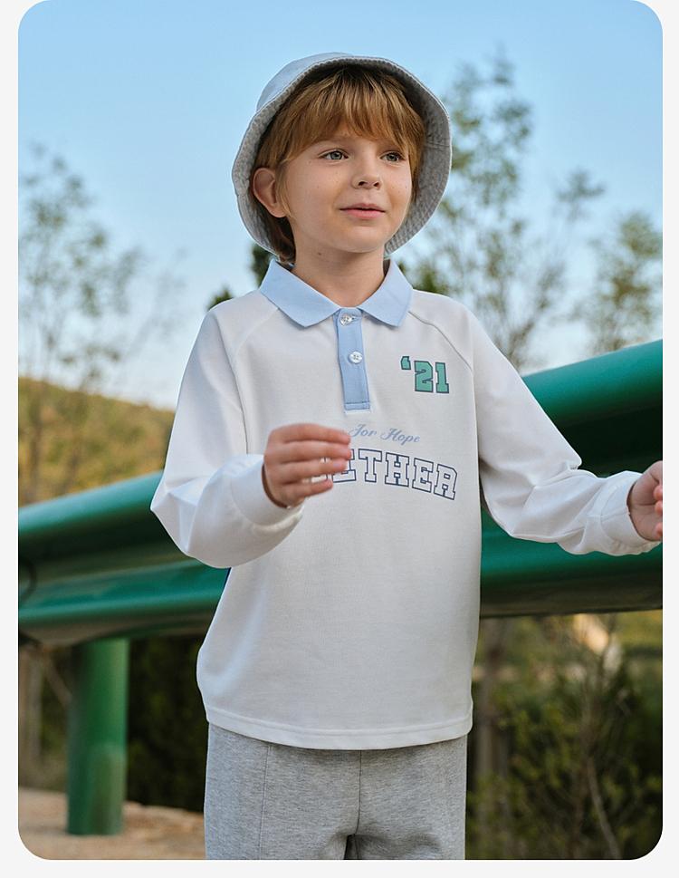 David Bella Boys' Polo Shirt Spring Dress New Children's College Style T-shirt Middle and Large Children's Base Shirt