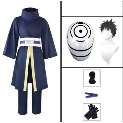Anime Uchiha Obito Cosplay Kostým Kabát Elastické Kalhoty Pásek Rukavice Cos Konvent Dárek Verze pro Dospělé Unisex