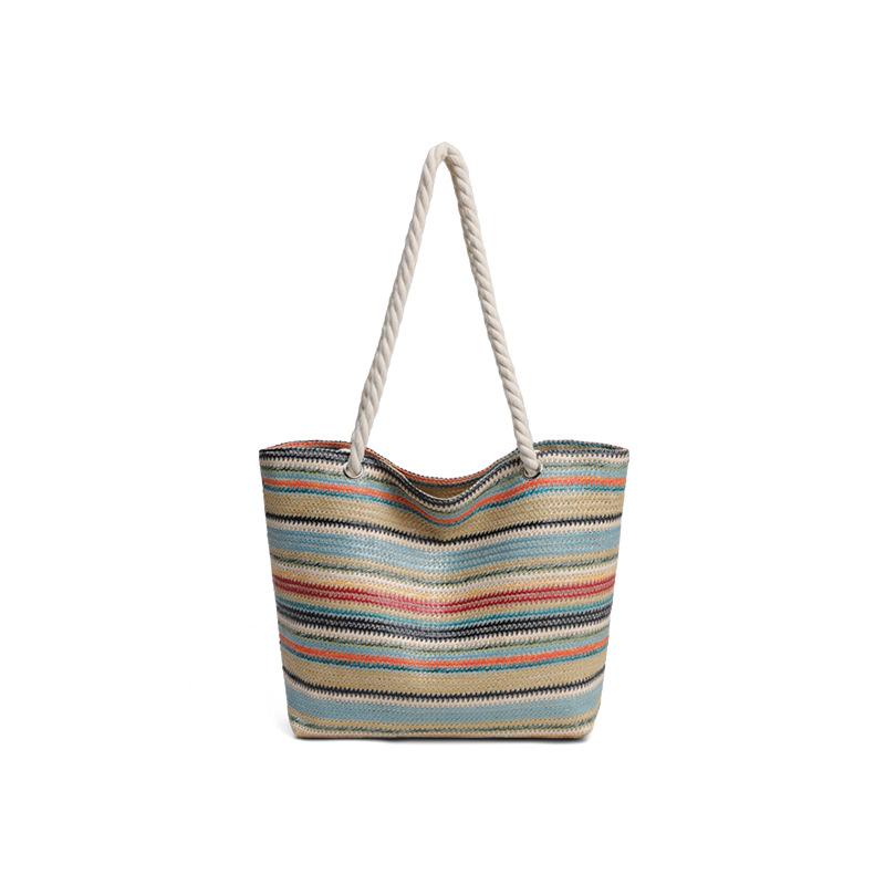 Tote Bag Women's Bag Summer Straw Bag Large Capacity Rainbow Braided Shoulder Handbag