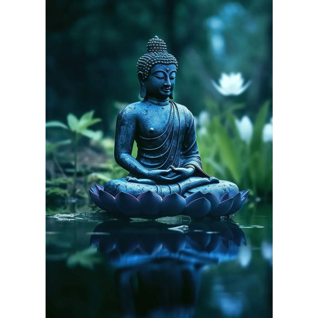 Zen Religion Meditation Buddhism Poster and Print Canvas Painting Wall Art Buddha In Nature Abstract Picture for Room Home Decor