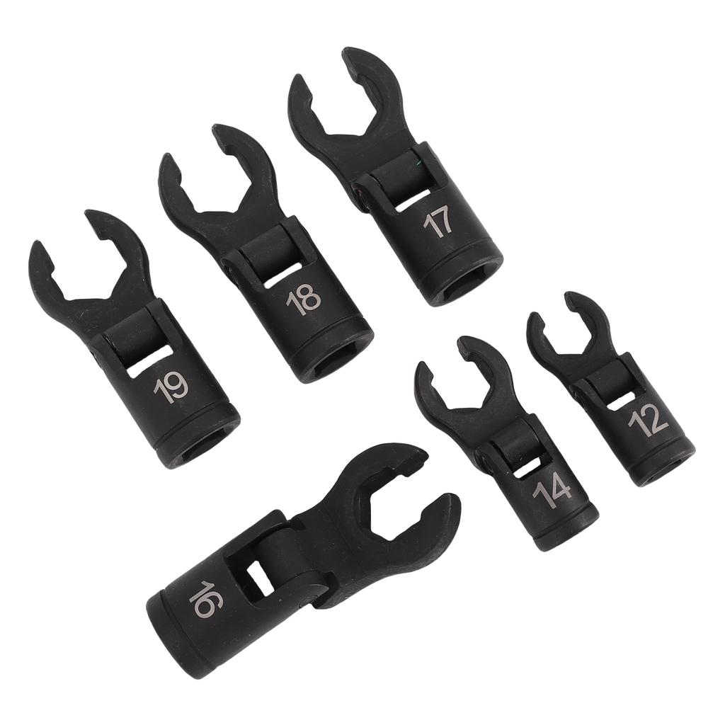 6PCS Crows Foot Wrenches 1 2 3 8 Inch Drive 6 Point Socket 180 Degree Flexible Head Fuel Line Wrench Set 12mm 14mm 16mm