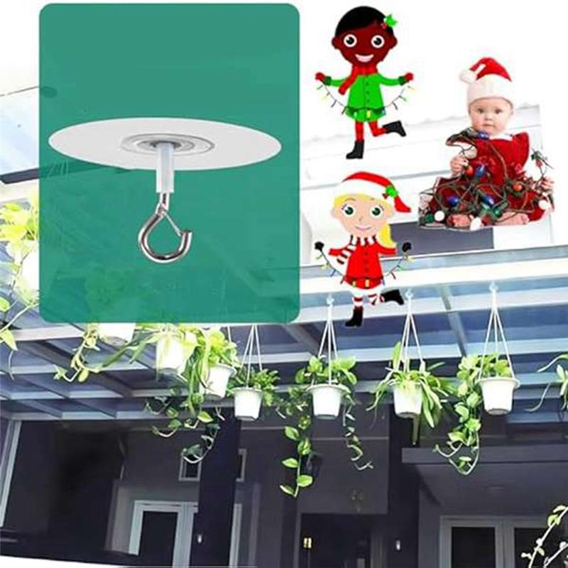 Good-10Pcs Adhesive Ceiling Hooks For Popcorn Concrete Textured Ceiling Wall Surface, No Drilling Self Adhesive Ceiling Hooks Du