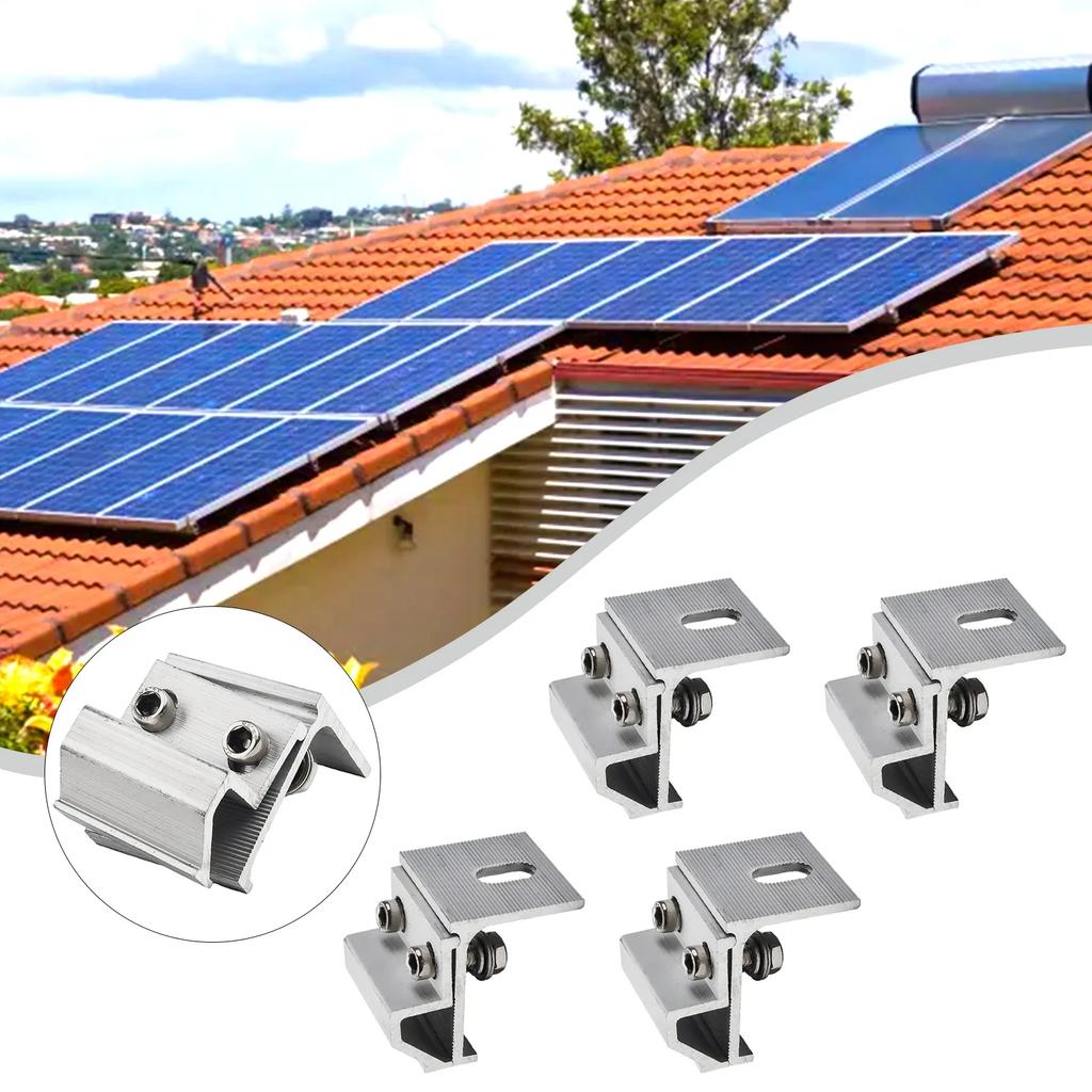 4pcs Solar Panel Clamp Roof Mounting Bracket Photovoltaic Panel Fixing Clips For House RV Boat Solar Racking Accessories
