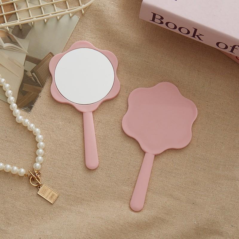 Creative Classic Floral Handheld Makeup Mirror - Portable Mini Touch-up Mirror with Handle